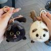 Squeezing Plush Black Cat Pendant 3D Eyes Cat Plush Keychain  Room Decoration