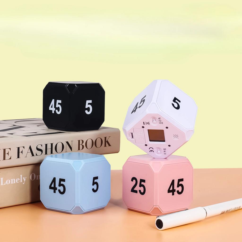 5-15-25-45 Minutes Cube Timers Gravity Sensor Flipping Preset Time Countdown Cooking Study Mini Digital Timer Hourglasses
