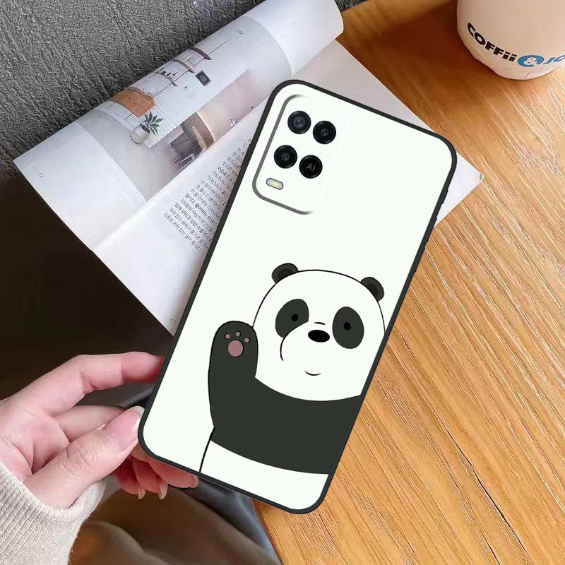 Cartoon Panda Bear Case For OPPO A17 A16 A15 A78 A98 A54 A74 A94 A76 A96 A77 A52 A72 A5 A9 A53 A54s A57s Cover