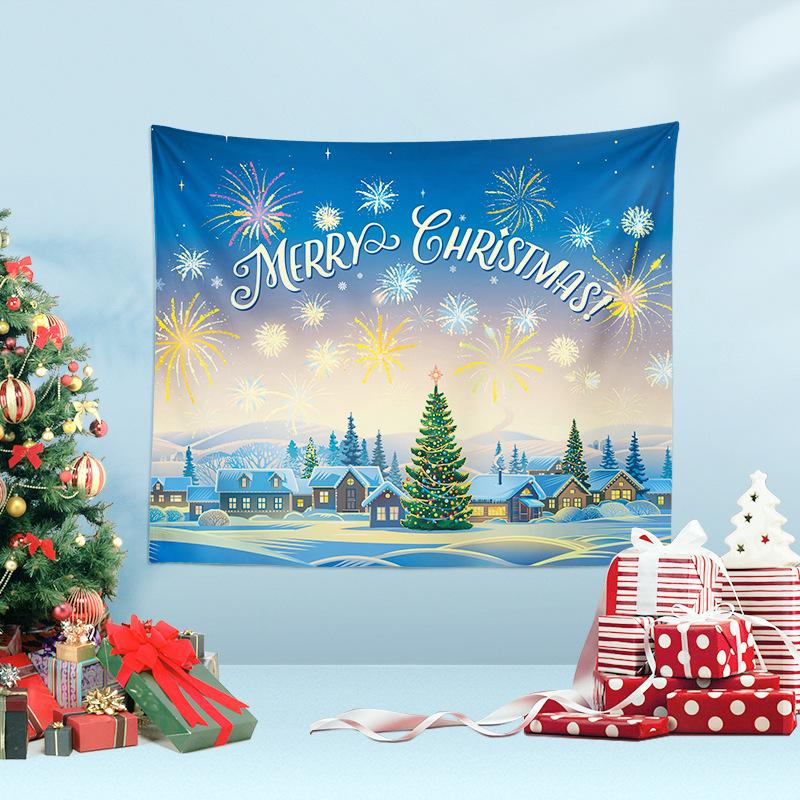 Christmas Tapestry Cross-border New Christmas Party Hanging Cloth Santa Claus Background Fabric