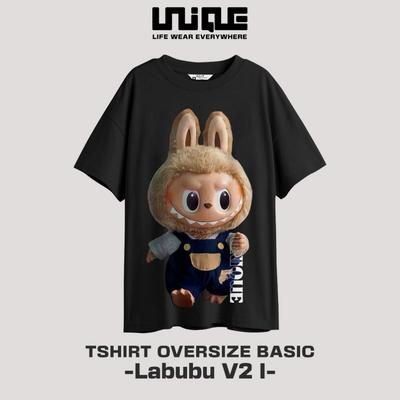 Camiseta estampada Labubu regular fofa e confortável top casual com mangas curtas