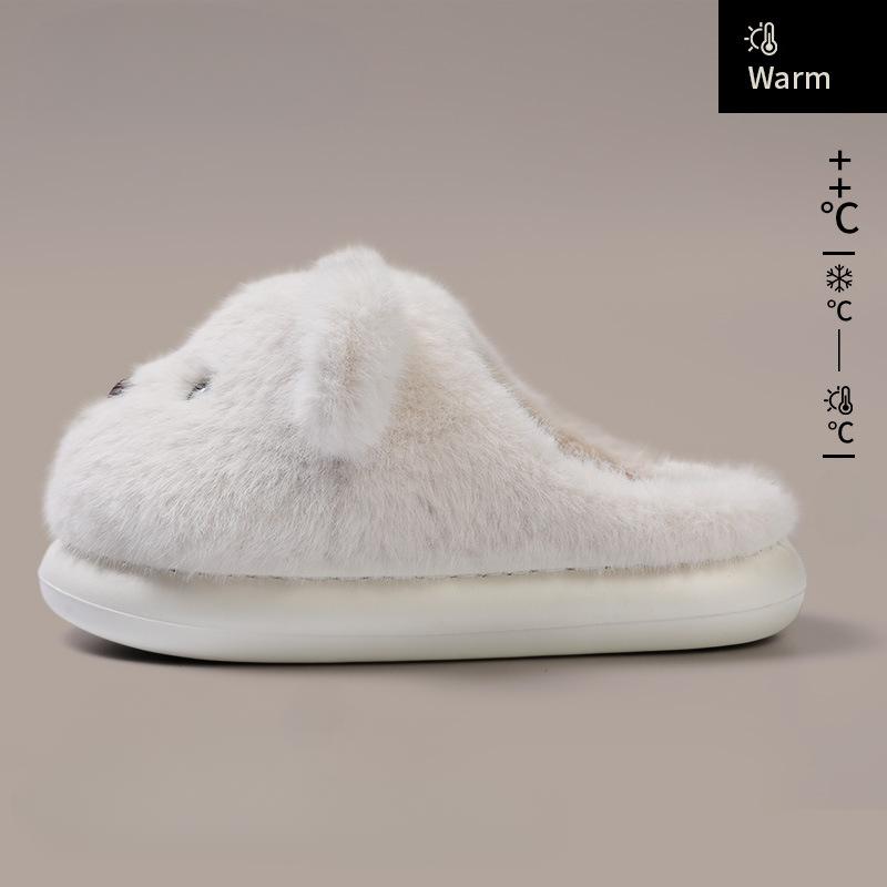Fashion Women's Bows Cartoon Cotton Slippers Female Autumn Winter New Indoor Home Warm Thick Bottom Warm Plush Anti-slip Cotton Slippers