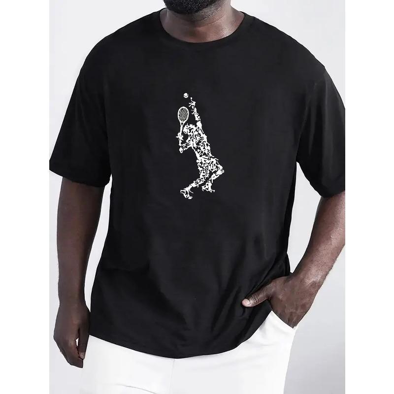European Size Men's Fashion and Comfort Badminton Printed T-Shirt, Men's Summer Outdoor Clothing, Men's Clothing, Men's Tops, Men's Gifts