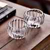 6pcs/Lot 50ml Stripe Double-layer Glass Tea Cup Heat Resistant Teaware Small Capacity Pumpkin shape Puer Taste TeaCup Cups