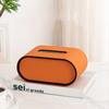 Tissue Box Luxury High Quality Light Luxury High-end Living Room Paper Box Creative Oval Leather Bedroom Desktop Napkin Storage