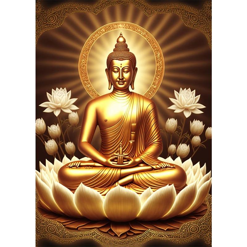 Lotus Meditation Buddha Statue Sculpture Art Poster Aesthetics Zen Religion Canvas Painting Edition Living Room Wall Home Decor