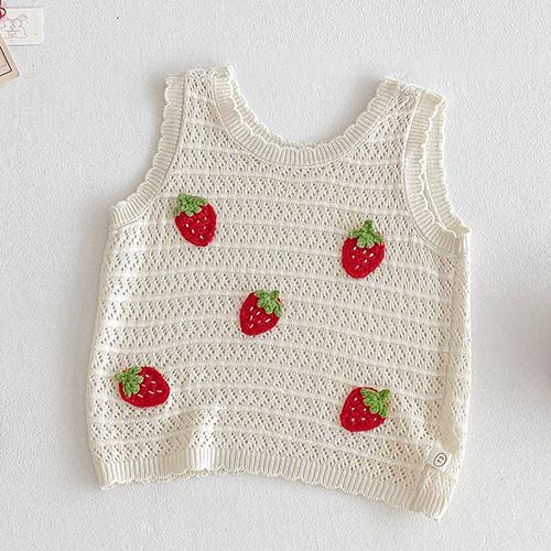 New Summer 0-5Yrs Baby Girls Clothing Sleeveless Knitted Hollow Vest Jeans Children Clothes Korean Style Kids Clothes Set