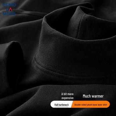 GENIOLAMODE Men's Fleece-Lined Half-Turtleneck Long-Sleeve T-Shirt
