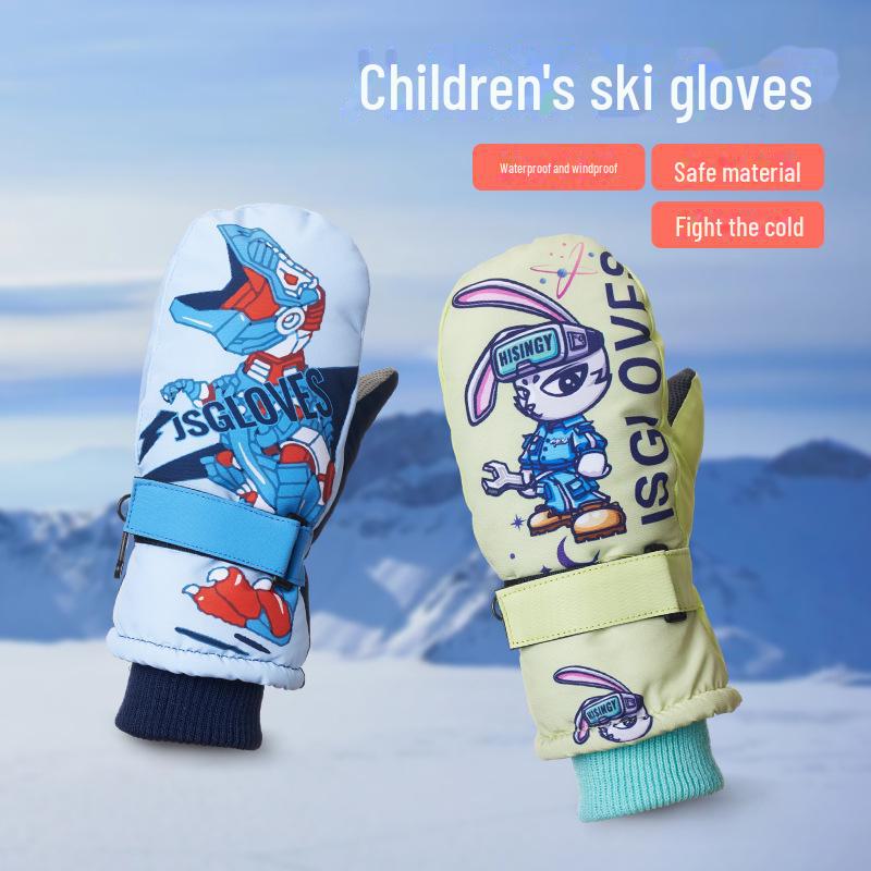 New Style Winter Waterproof Windproof Baby Mittens with Velvet Lining