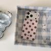 Korean Style Pink-Brown Polka Dot iPhone 16/17 Pro Max Case, Double Layer, Fits 15/14 Models