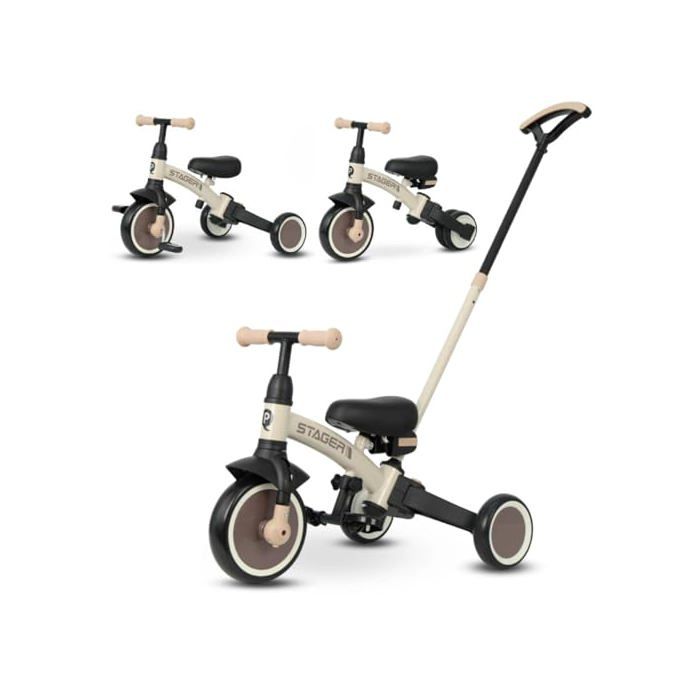 2-in-1 Convertible Tricycle - QPLAY - Balance Bike - Adjustable Push Bar - Padded Seat - Steel Frame