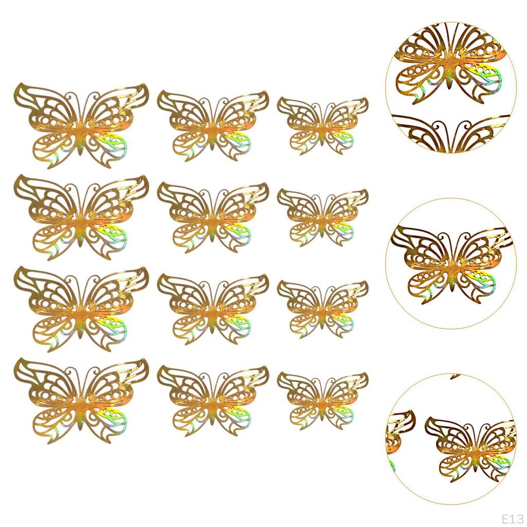 12 Count 3D Hollow Butterfly Wall Stickers for Event Decoration in Multiple Sizes