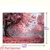 2D Romantic Cherry Blossom Hearts Photography Background Cloth for Weddings