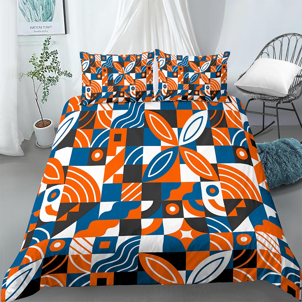 3D Geometry Duvet Cover Set King Queen Size Colourful Pattern Comforter Cover for Kids Teens Adults Boys Polyester Bedding Set