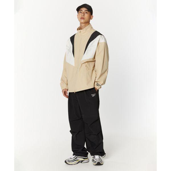 Reebok Twin Vector Color Block Stand Collar Windbreaker Comfortable Breathable Full Zip Jacket Unisex Jacket Beige REJU4EJ39I2
