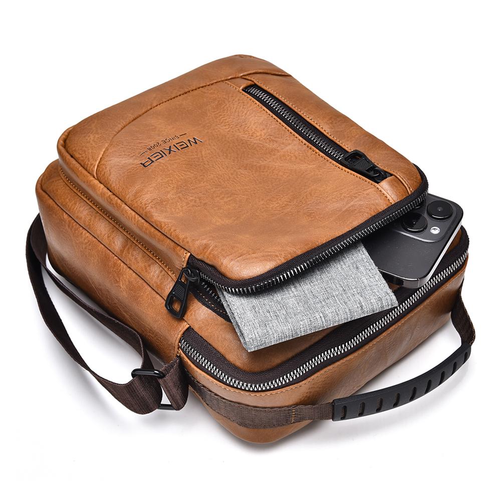 WEIXIER erkek Crossbody omuzdan askili çanta Deri askılı çanta Su Geçirmez Evrak Çantası Satchel Seyahat Çantası