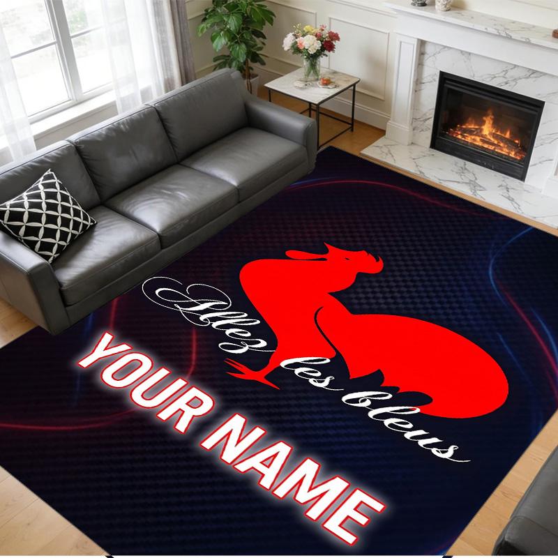 Crystal Velvet Rug Custom Name Text, Soft Non Slip Floor Mat Home DecorFrance national football team