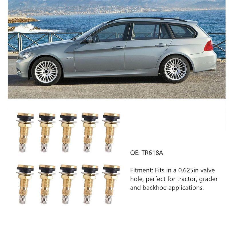 A02M-10Pcs TR618A Tractor Air Liquid Valve Stems,Tubeless Clamp In Tire Valve Stem For Industrial Agricultural Wheels,Tractor