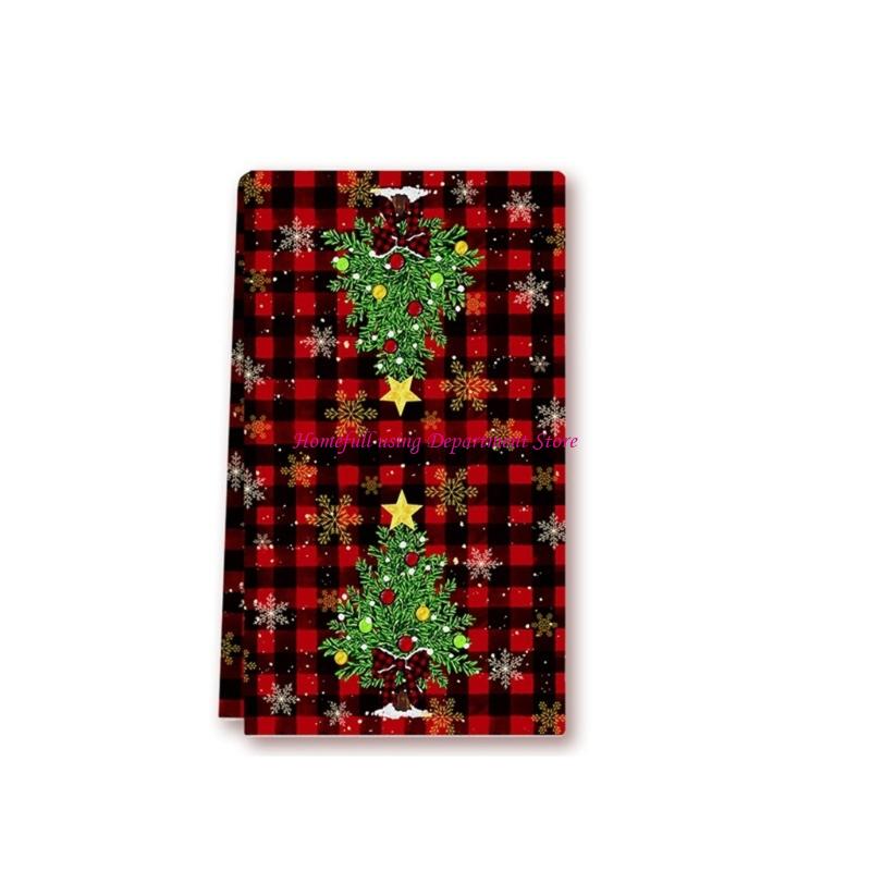 Christmas Dish Cloth Soft Absorbent Polyester Kitchen Towel With Festival Holiday Designs