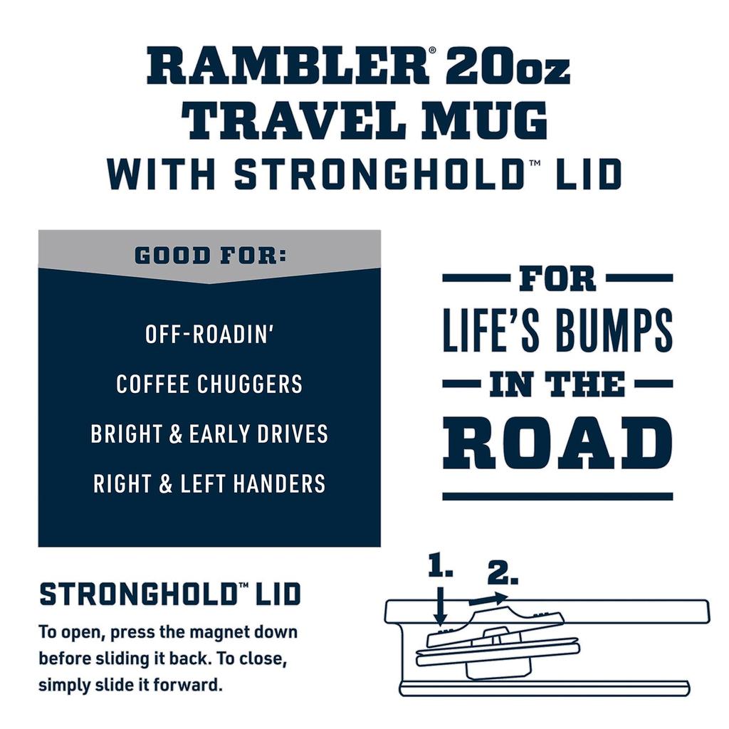 YETI Rambler 20 Travel Mug, Stainless Steel, Vacuum Insulated, with Stronghold Lid, Wildvine Red