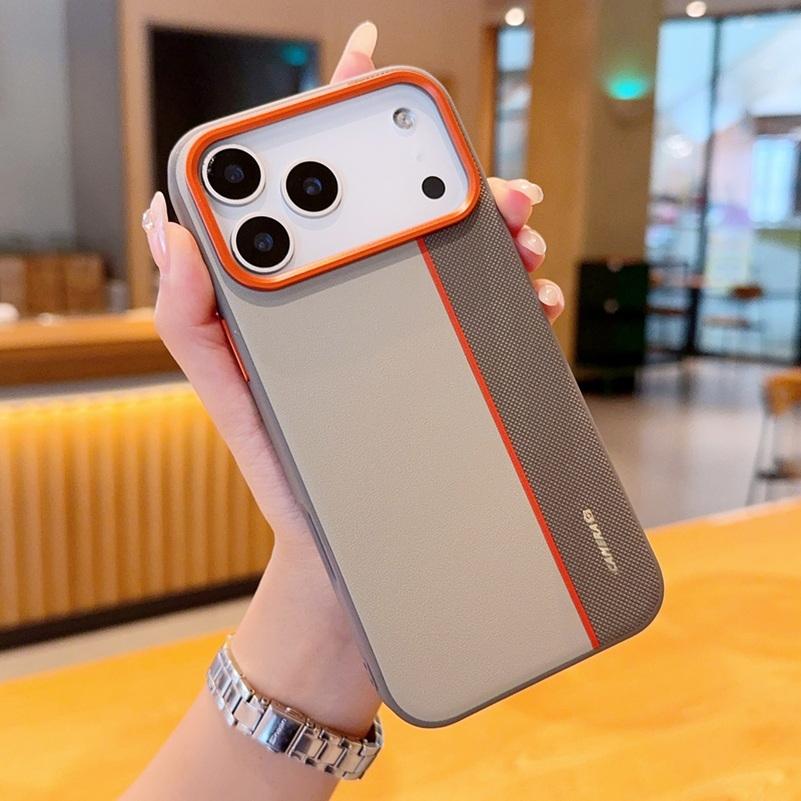 Colorful Faux Leather Red Lens Ring Raised Protective Lens Case For iPhone 17 Pro Max 17 Air 17 Pro 16e 16 15 + Protection Cover