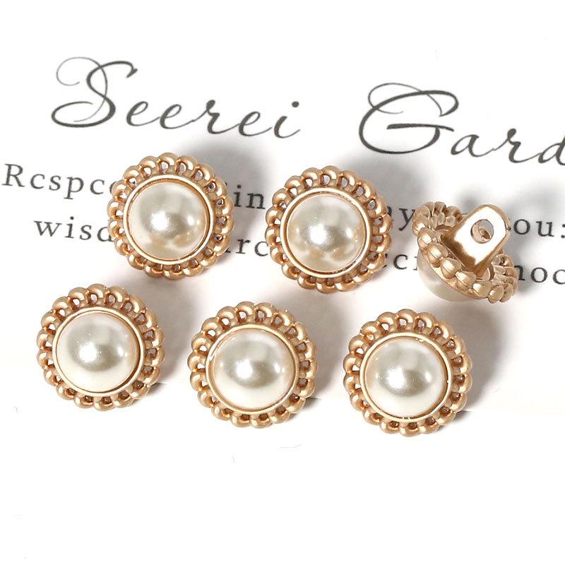 Perleťové knoflíky na košili Všestranné kulaté kovové zlaté knoflíky Dámské oblečení Košile Svetr Knoflíky