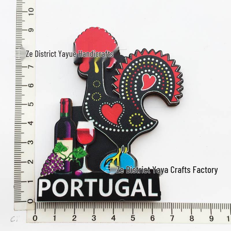 Hand-Painted Resin Magnetic Souvenir Stickers from Portugal