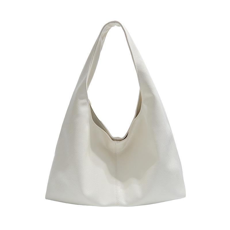 Retro commuter oil surface bag women's 2025 new casual simple design tote bag large capacity underarm women's bag