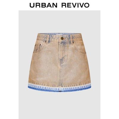 UR 2025 Women's Retro Washed Denim Mini Skirt