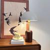 Mid-Century French Retro Solid Wood Bedside Lamp with Wabi-Sabi Style for Bedroom or Living Room