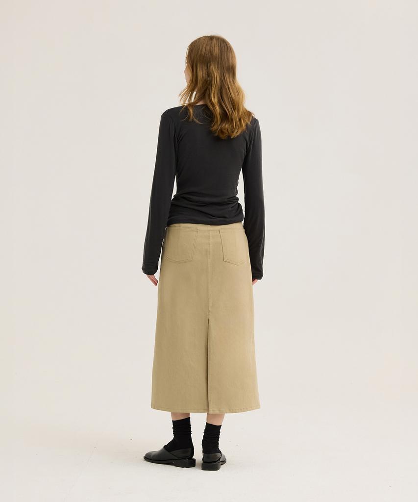 WAARFORWOMAN W1103 Basic Long Skirt_Beige