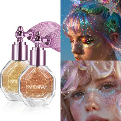 Evidenziatore alla moda in polvere Spray High Gloss Glitter Powder Spray Shimmer Sparkle Powder Trucco per viso Corpo Evidenzia trucco