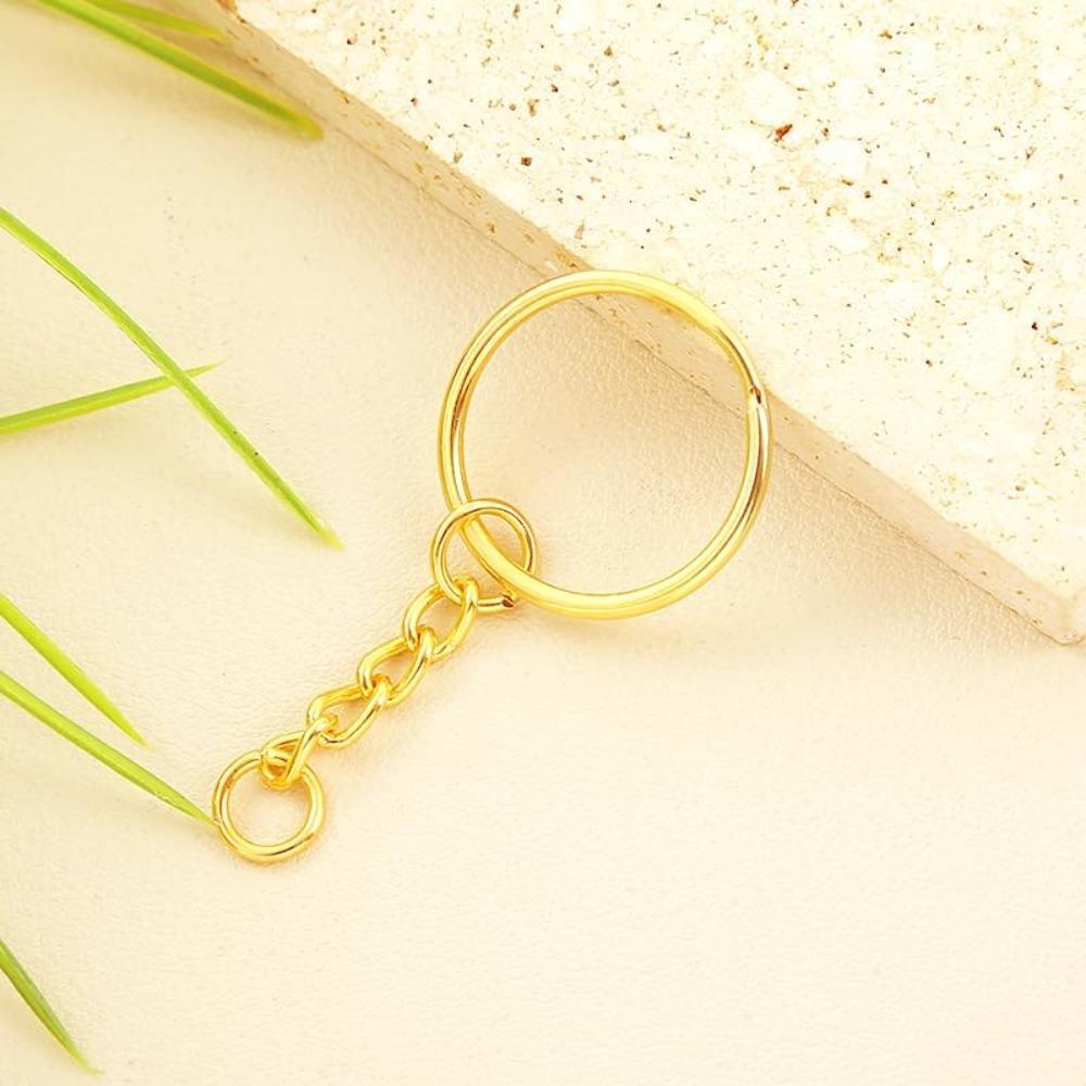 100pcs 1inch Keychain Rings Golden Split Round Key Ring with Chain and Open Jump Rings DIY Keychain Making Crafts Keychains with Chain and Jump Rings