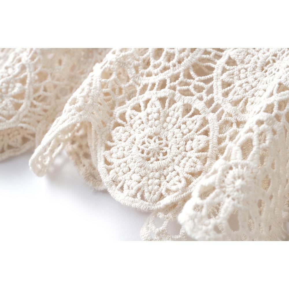 DIMANAF 2025 Skirt Suit Women  Beach Short Sleeve Lace Knitting Hollow Out Sexy O-Neck Hollow Summer Style Tops Tees Loose Basic