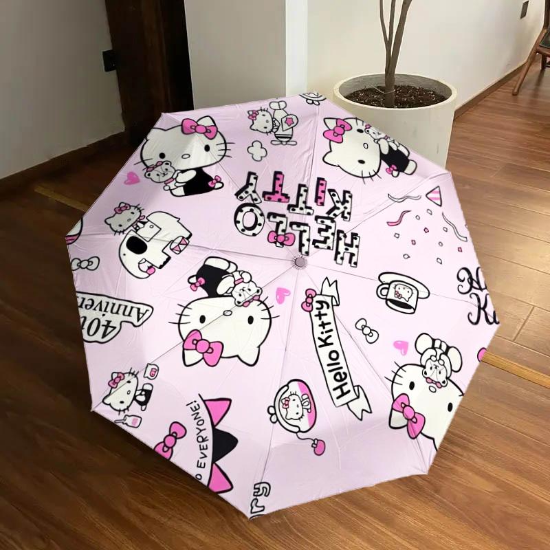 1pc Hello Kitty Anniversary Design Umbrella with Plastic Handle,Suitable for All Seasons Home Travel Outdoor UmbrellaSanlio518