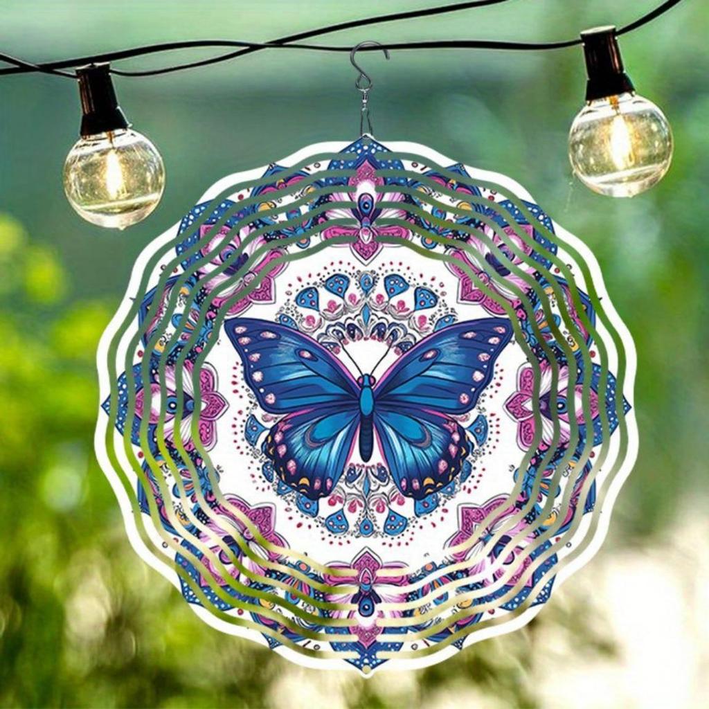Schmetterling Windspiel Außengartendekor Kinetische Metallkunst Buntes Hängeornament für Frauen Mama Oma Ehefrau Geschenk