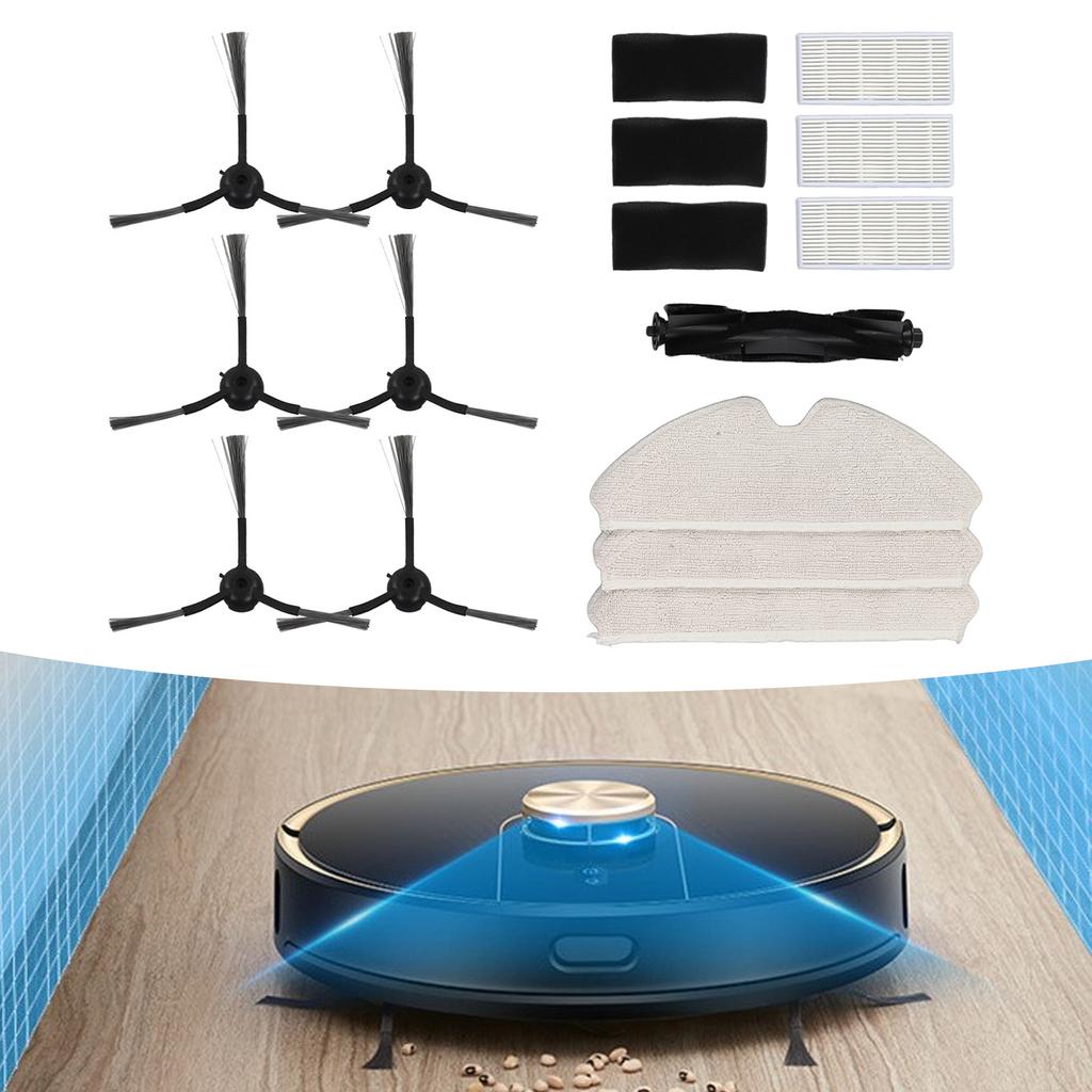 Electric Sweeper Replacement Accessories Kit Complete Attachments Set with 1 Main Brush 3 Filters 3 Mops Side Brushes for Uoni V980plus
