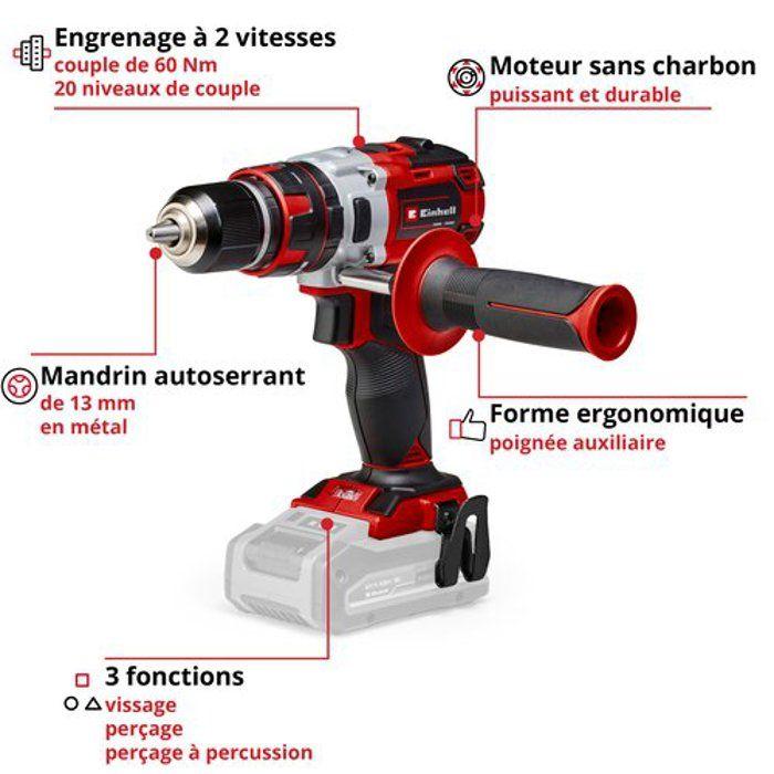 Einhell professional perceuse visseuse à percussion sans fil tp-cd 18 li-i bl solo pxc (18v) livré sans batterie et chargeur