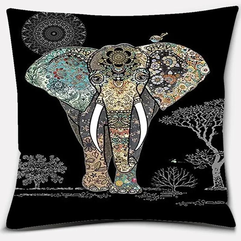 Animal Elephant Collection Home Decor Poszewka na poduszkę Kwadratowa poszewka na poduszkę Wystrój domowego biura