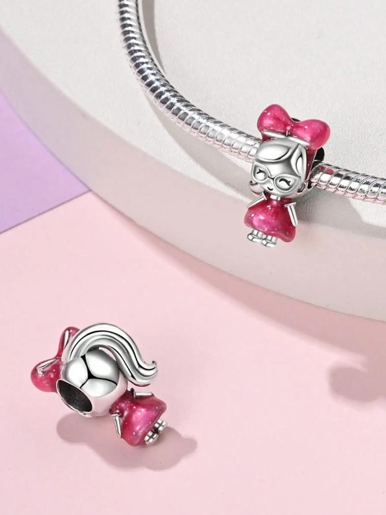 Charms Plata Copper Colors Pink Carousel Alarm Clock Beads Charmpendant For Original Bracelet For Women Diy Jewelry Love Gift