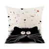 European Linen Cat Print Sofa Pillow Cover