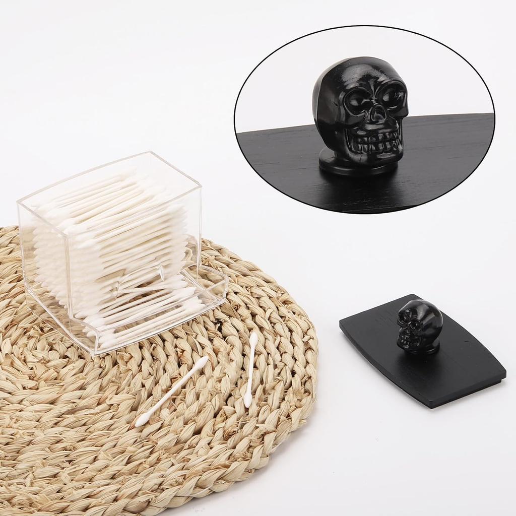 Qtip Holder Dispenser Clear Bathroom Organizer Accessories Decor Halloween for Storage-Qtips Cotton Ball Holder, Cotton Swabs