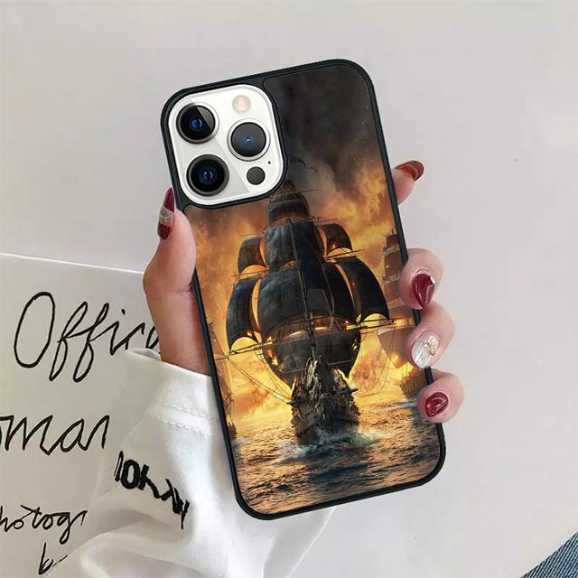 Sailing Pirate Ship Boat Phone Case Back Cover for iPhone 17 Air 16 15 14 13 11 12 Pro Max PlusS Shell Coque