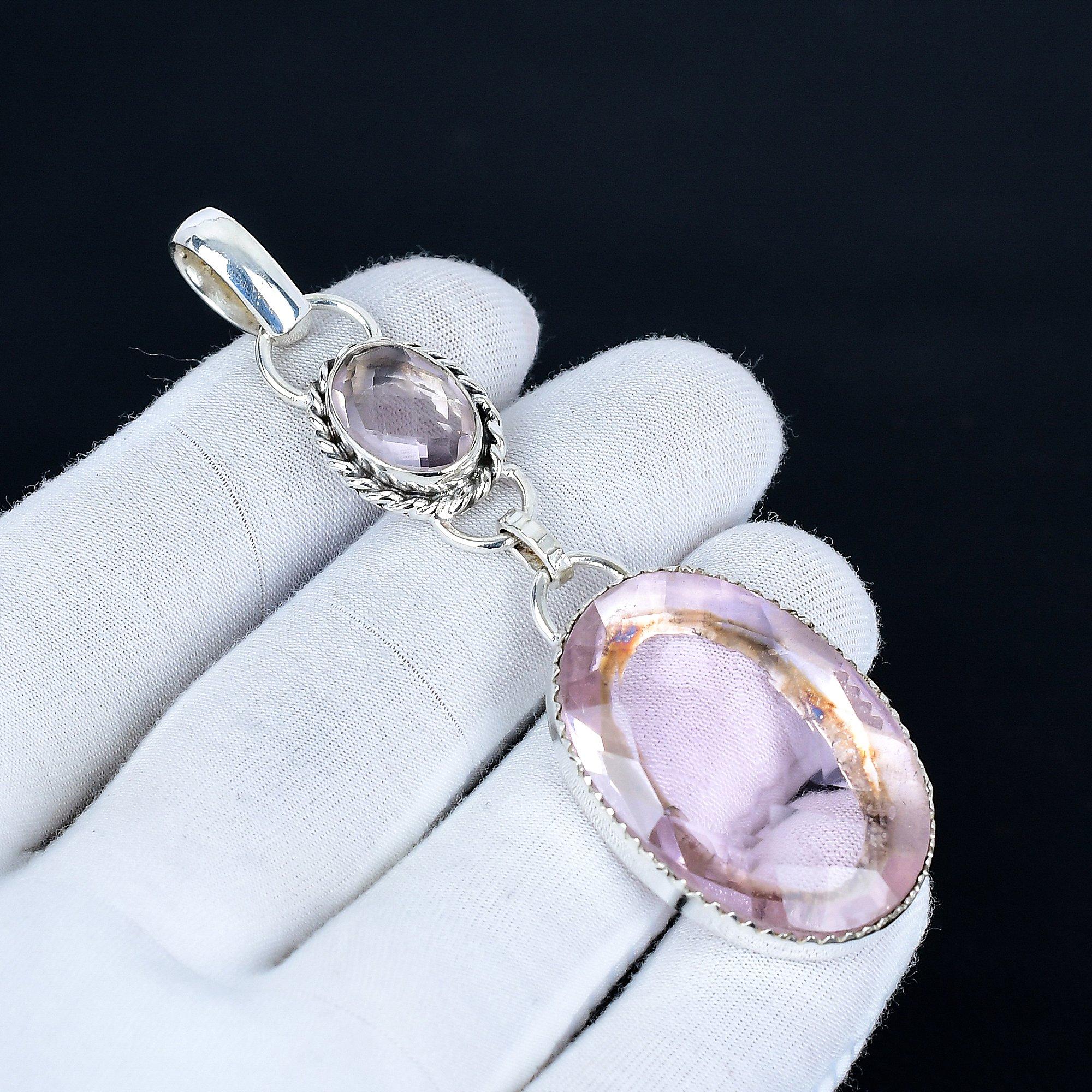 

Кулон из розового кунцита, Ювелирные изделия ручной работы из стерлингового серебра 925 пробы, Серебряный кулон с розовым кунцитом, Украшения для вечеринок для женщин, Подарок на Новый год 8 Cm