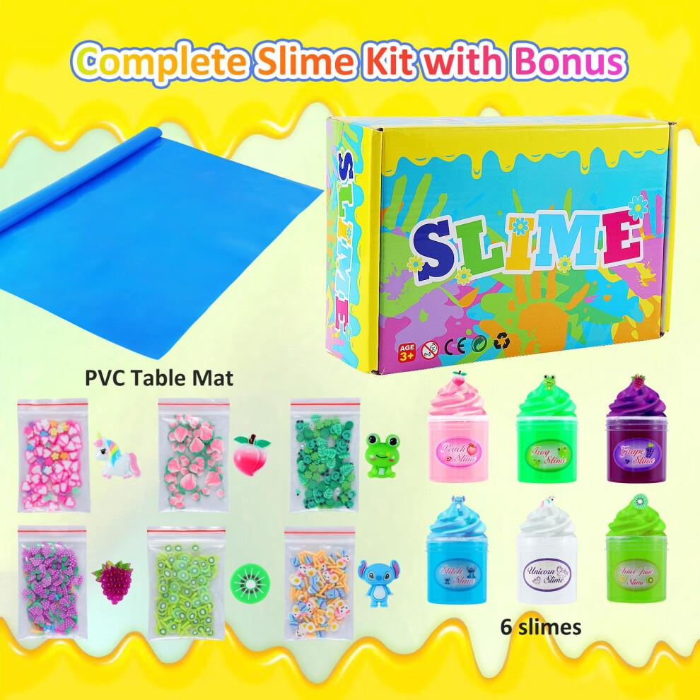 Clear Jelly Crunchy Slime Kit, 6 Packs Slime Kits for Girls, Non Sticky Slime for Kids, DIY Premade Crystal Glue Boba Slime Set, Super Soft Sludge Toy