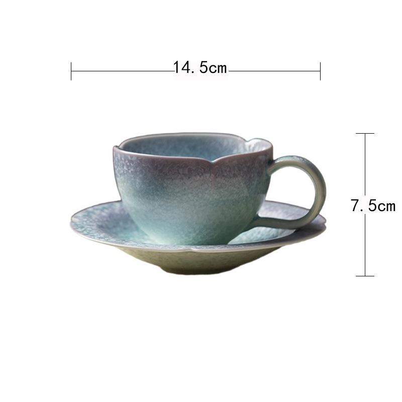 

160ml Crystal Glaze Coffee Mug With Plate Cappuccino Latte Cup Afternoon Tea Mug Cup Saucer Kit Office Water Cup Teaset Craft