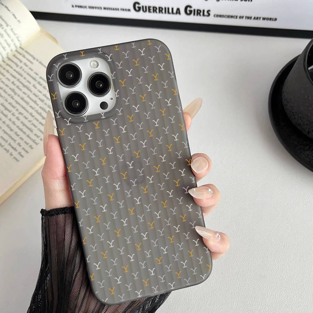 Y-Yellowstone Logo Corrugated Pattern For IPhone 17 16 15 14 13 12 11 16 Pro Max Plus Pro Non-slip Phone Cover