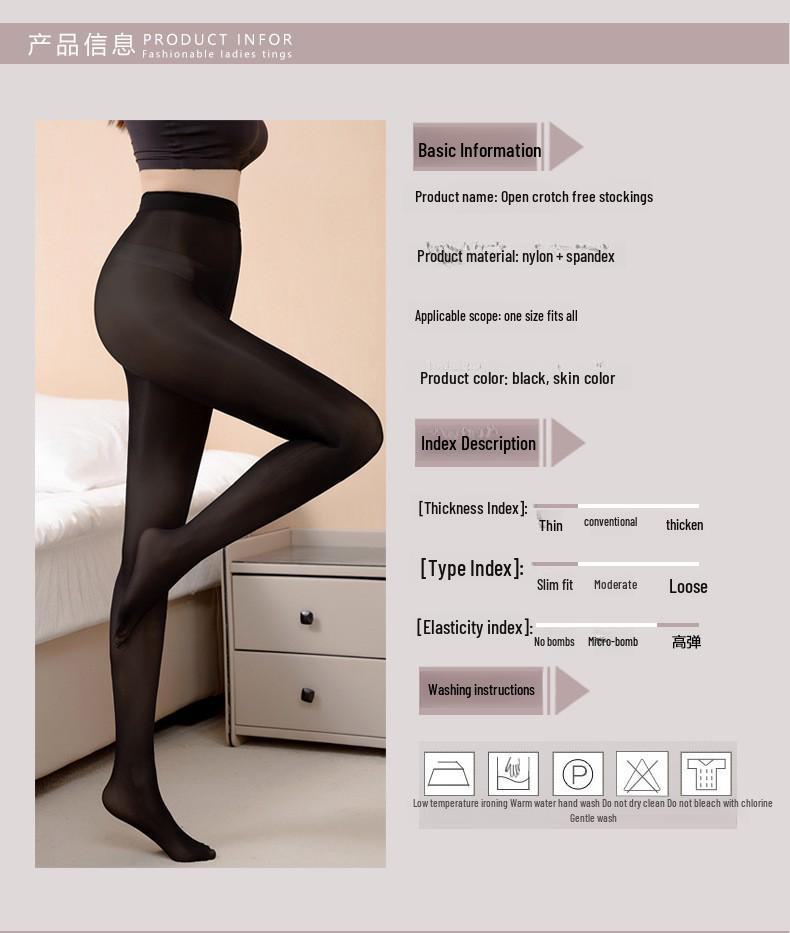 Glänzende schwarze Strumpfhose mit offenem Schritt und sexy Versuchungsstrümpfen für Damen
