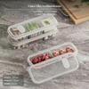 Slim Divided Refrigerator Storage Box, Food Grade Freezer Organizer, Clear Sectional Container for