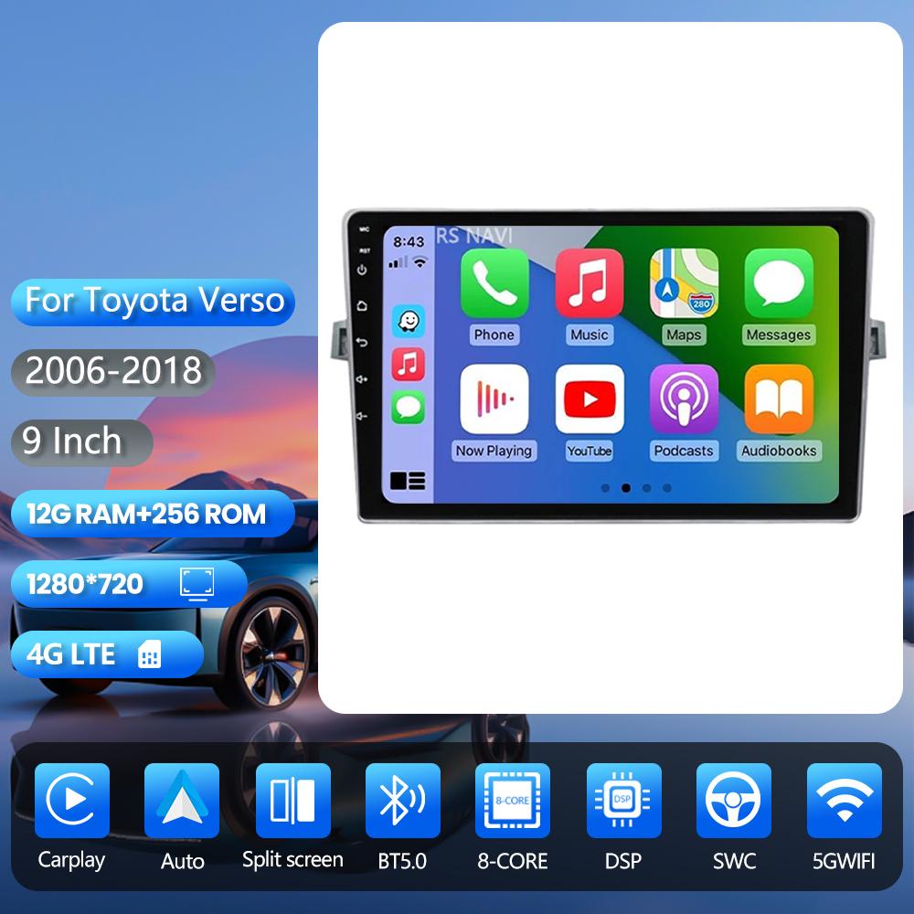 Android 16 for Toyota Verso 2010 2011 2012 2013 2014 2015 2016 Carplay Auto Stereo Video BT Video Autoradio App Control WIFI+4G